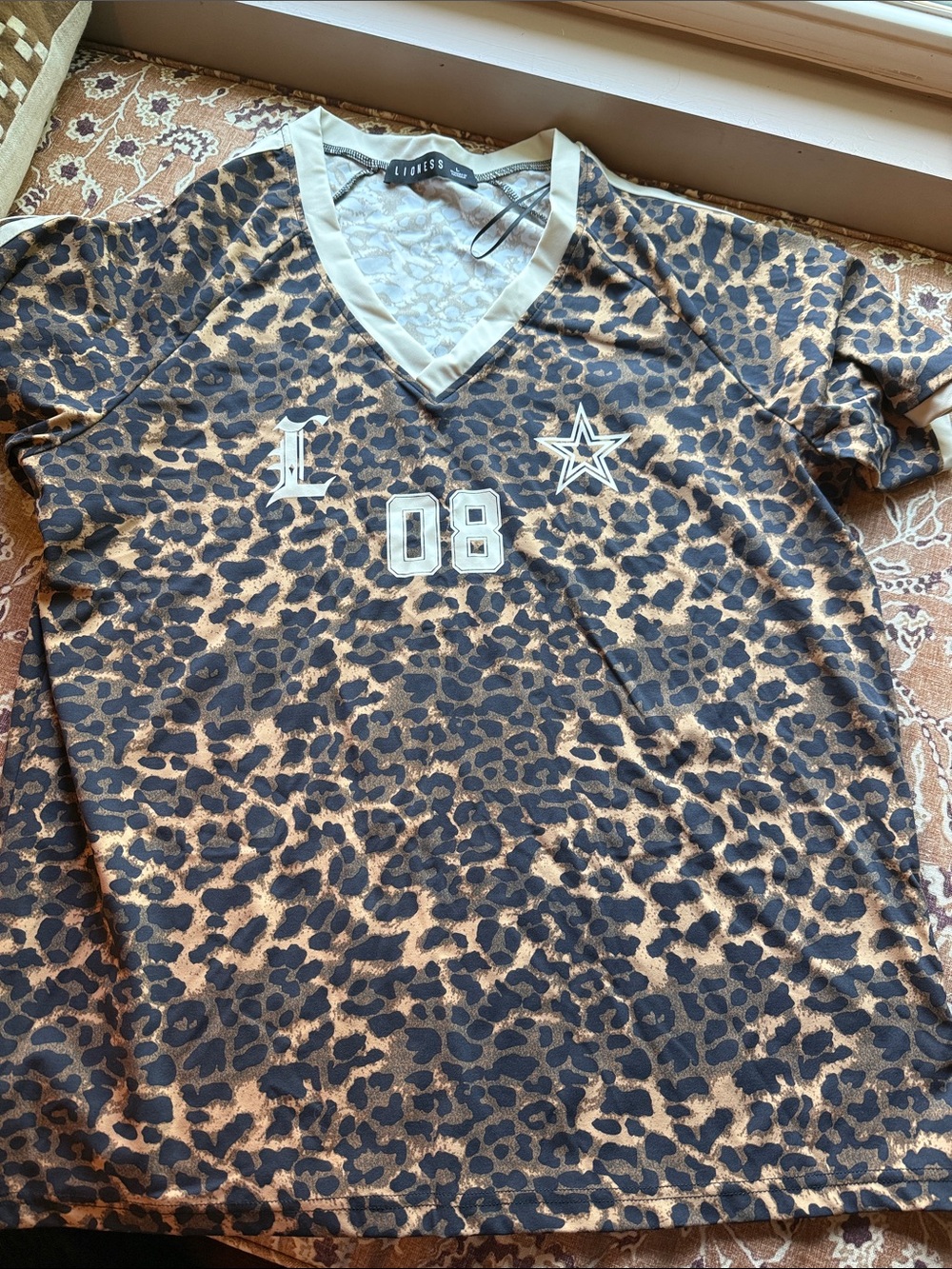 Lioness Kids Leopard Print V-Neck Tee in Black and Tan